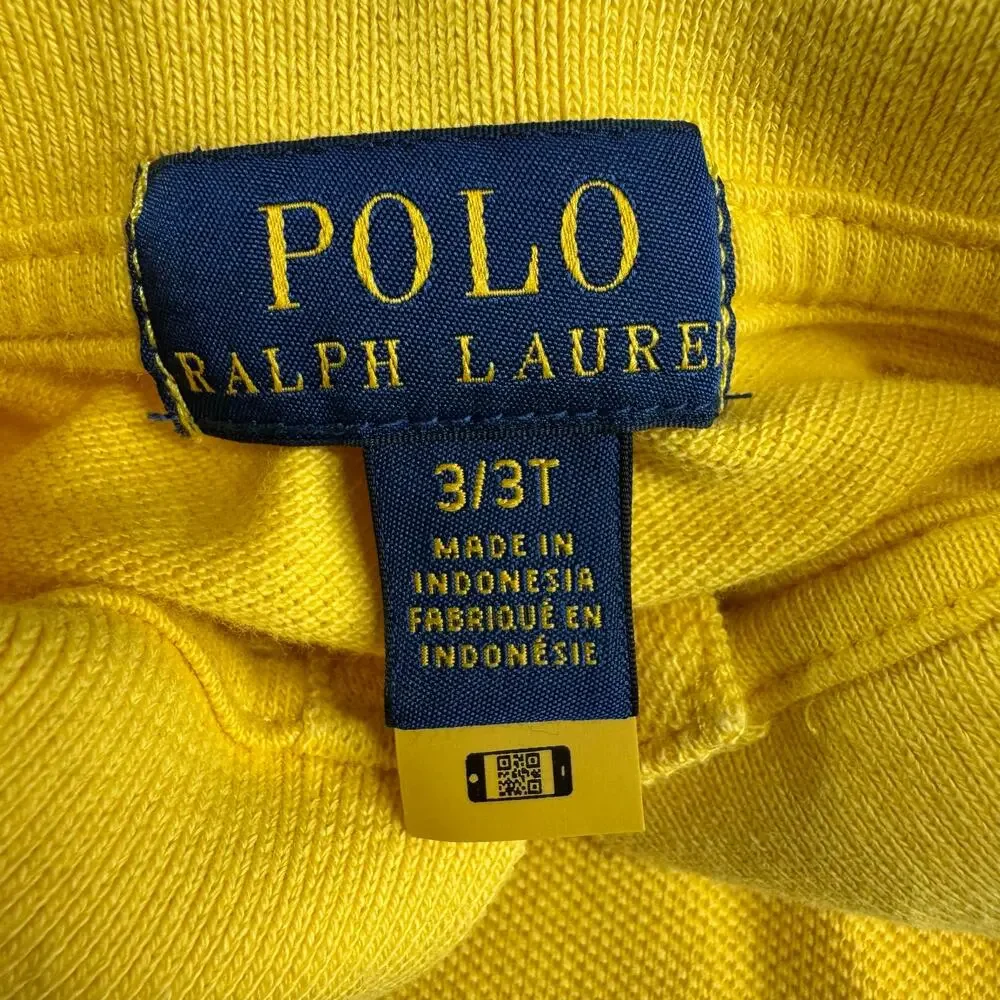 Ralph Lauren 3/3T Big Pony Cotton Mesh Yellow with Big Blue logo Polo Shirt